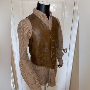 VINTAGE JOO-KAY LEATHER VEST! BUTTON FRONT! HAND POCKETS! LINED! MADE IN USA 40 